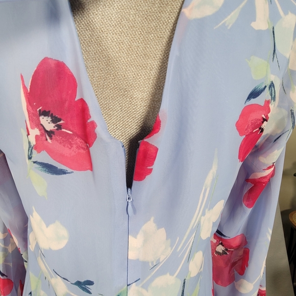 INC International Concepts Size XS Shift Dress Blue Pink Floral Long Sleeve - Picture 7 of 12